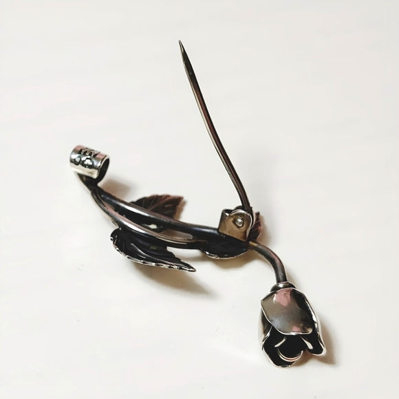 Vintage 1954 Sterling Silver Swedish Designer Tage Linde Rose Brooch Pin - Picture 5 of 11